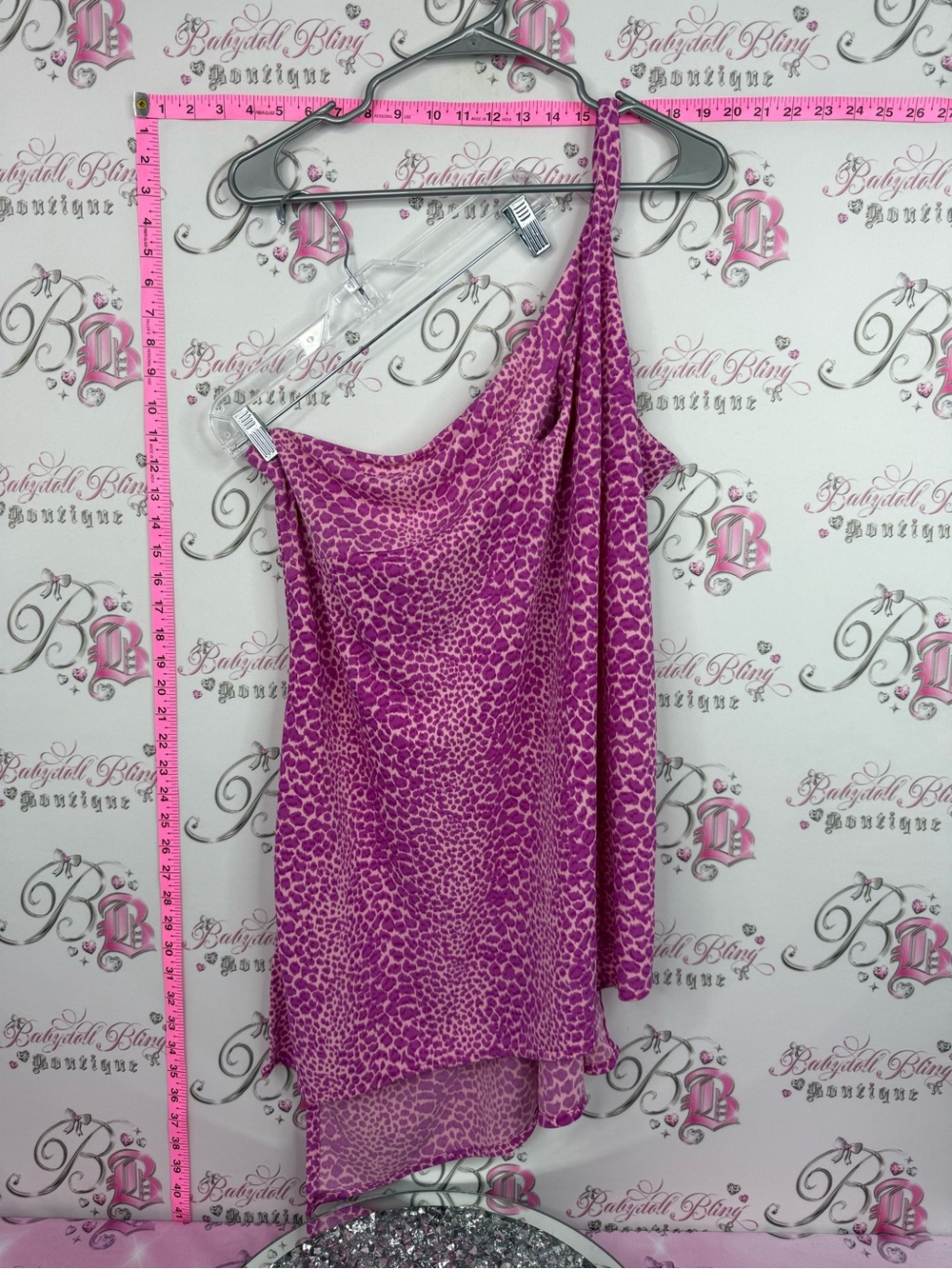 STYLE NEW YORK dress One-Shoulder Pink Leopard Print Mini Dress